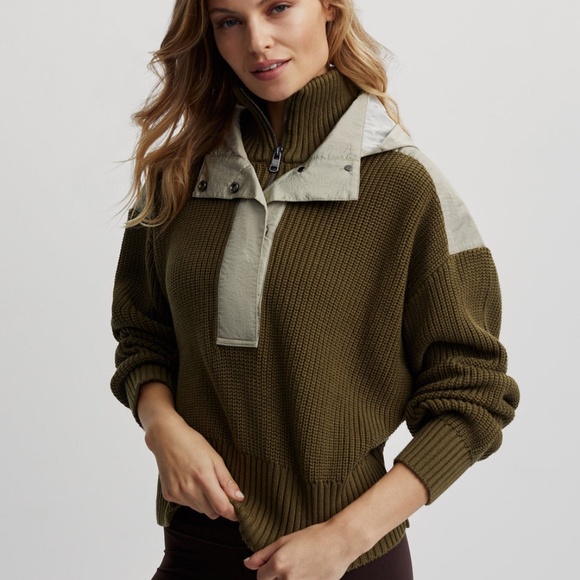 VARLEY Dark Olive Mix Carter Half Zip Pullover - Size Small - Picture 3 of 8